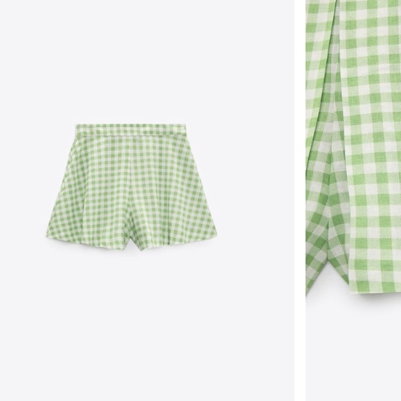 Zara green white Gingham skorts - Picture 3 of 11